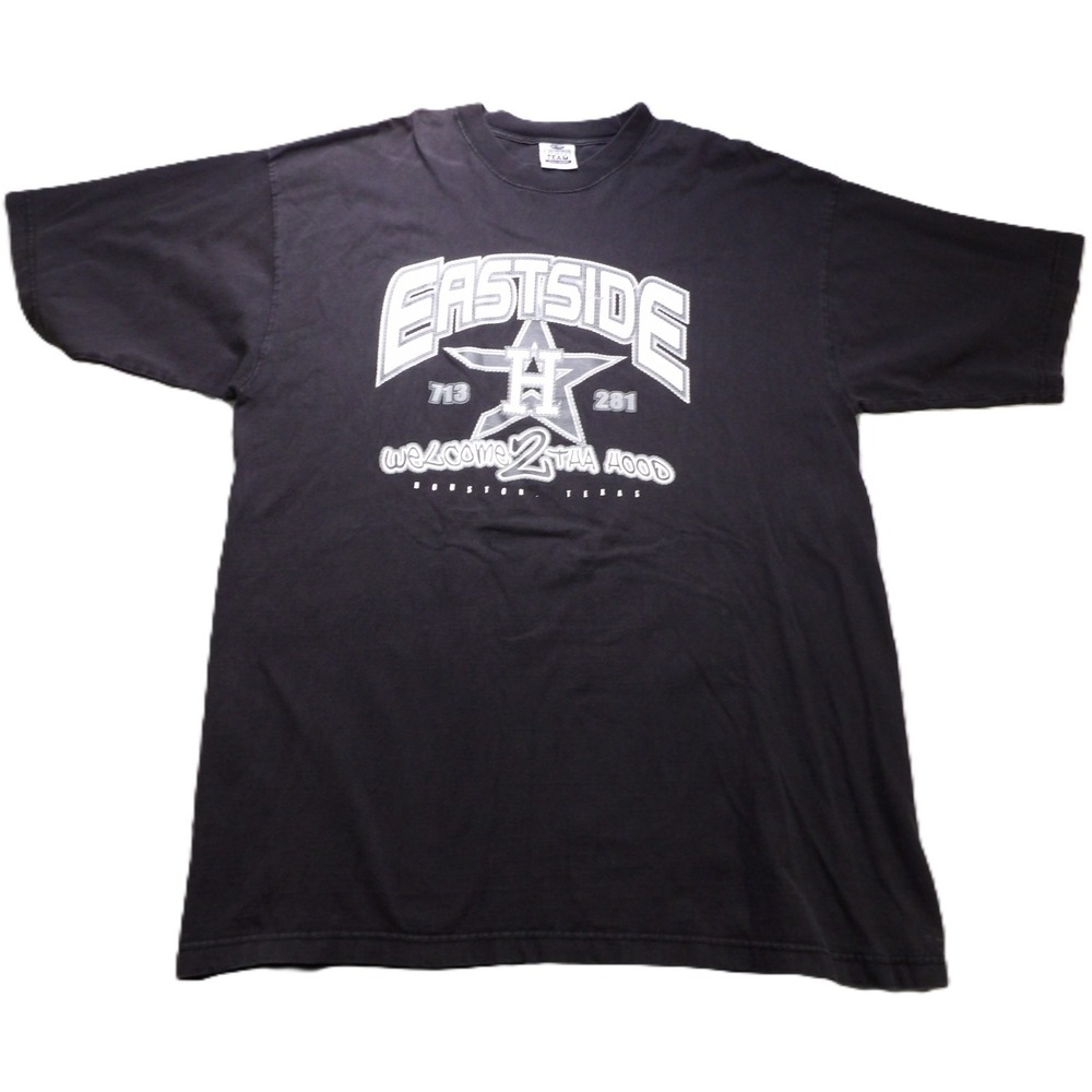 VTG Y2K Pro Team Eastside Houston Texas T-Shirt T Men 2XL Tall Black Heavyweight